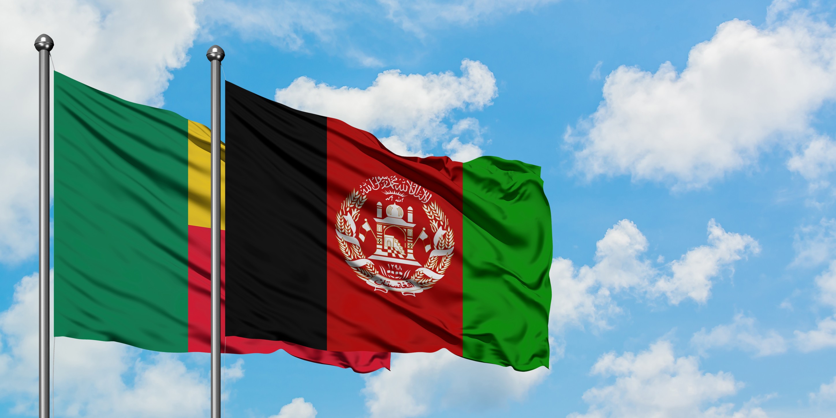 Benin And Afghanistan Flag Waving