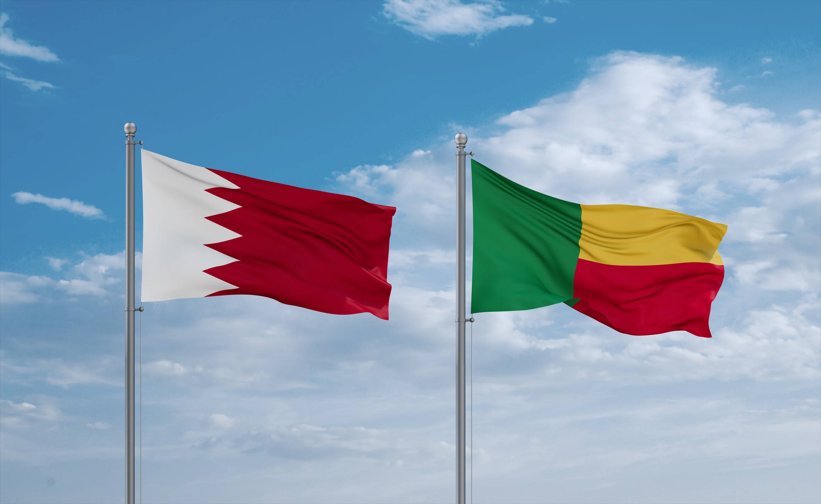 Benin and Spain Flags Together