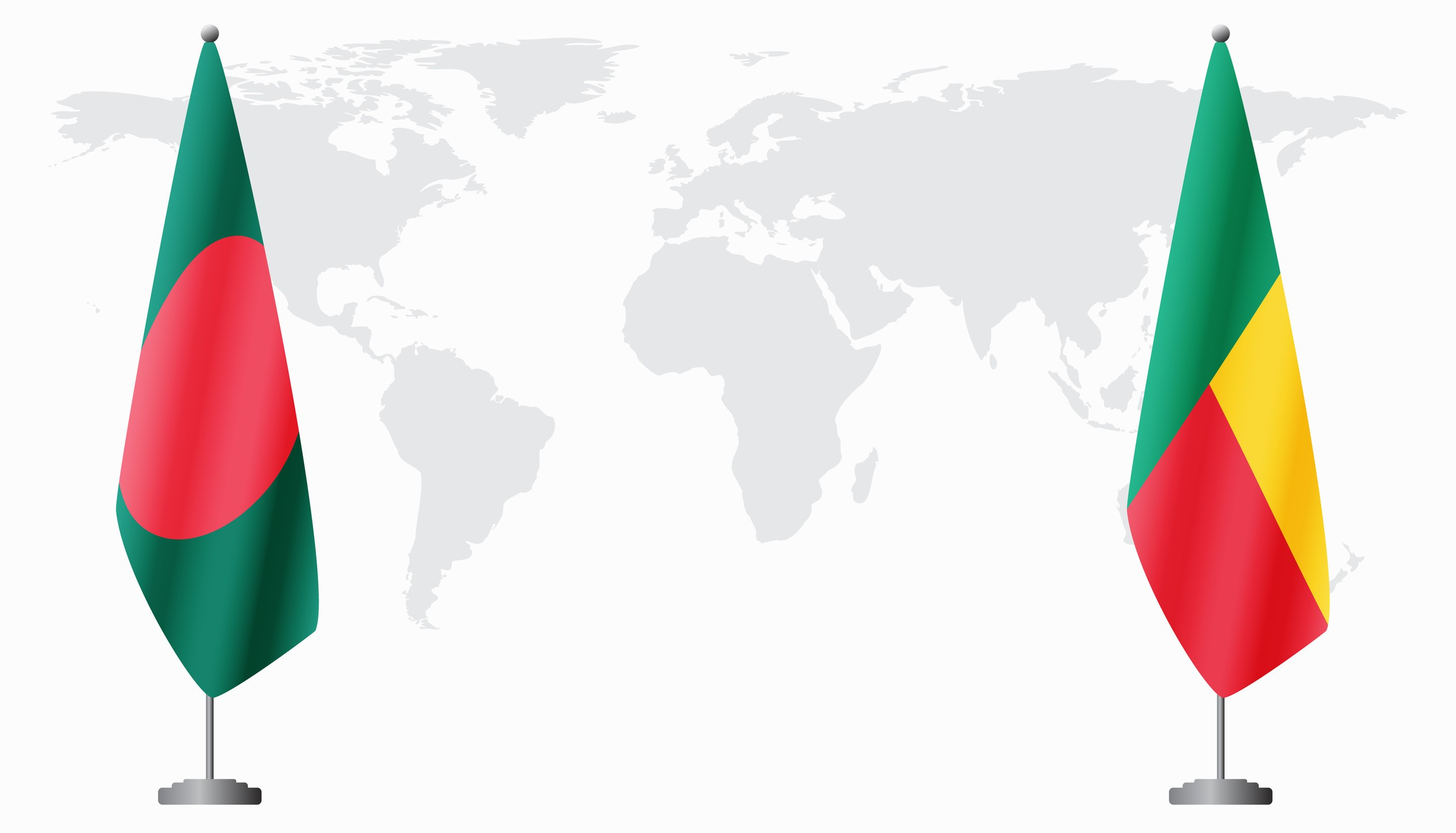 Benin and Bangladesh Flags Together