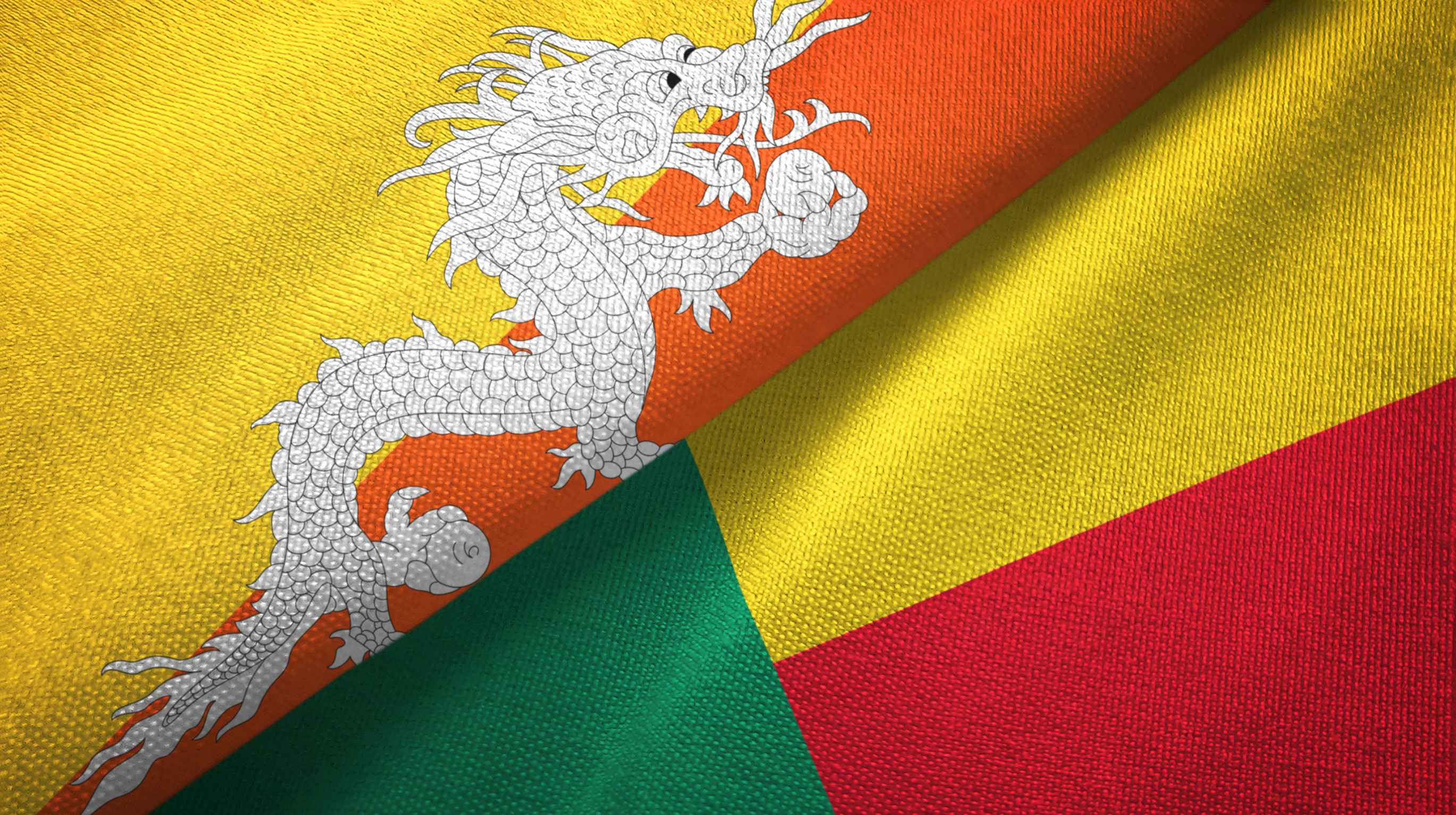 Benin and Bhutan Flags Together