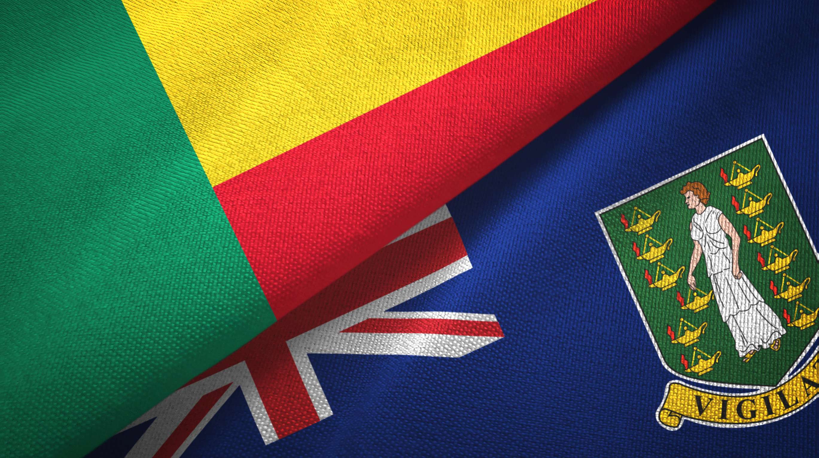 Benin and British Virgin Islands Flags Together
