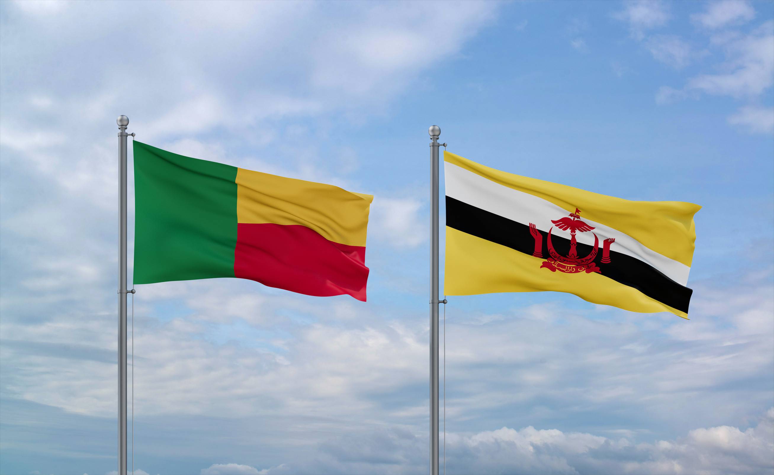 Benin and Brunei Flags Together