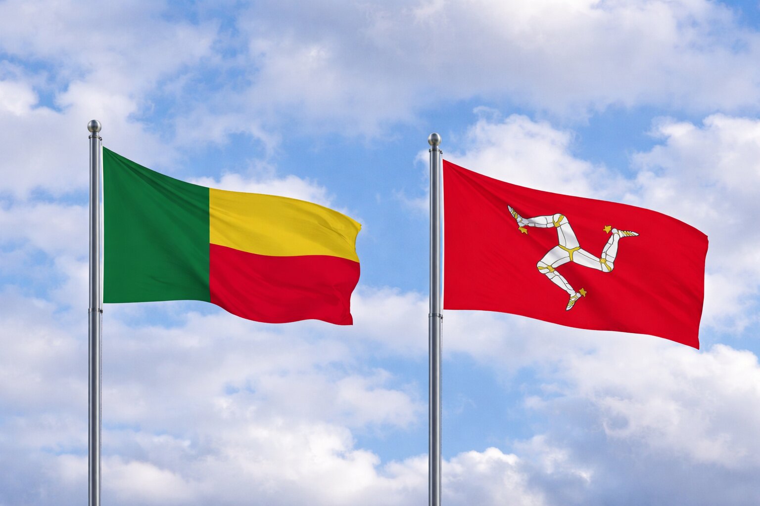 Benin And Isle Of Man Flags