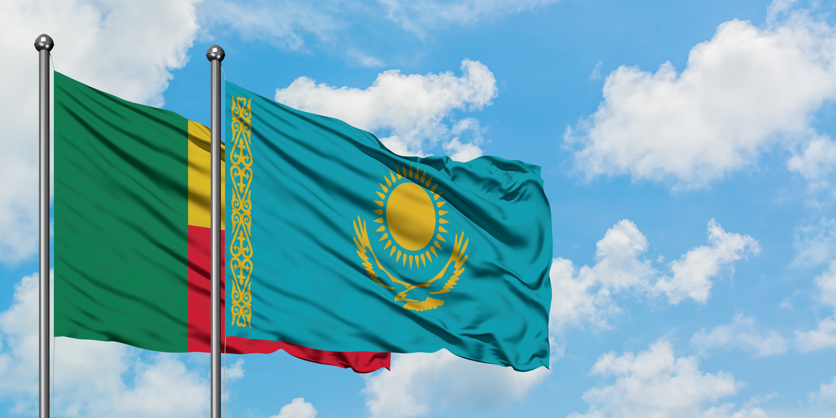 Benin And Kazachstan Flag Togther