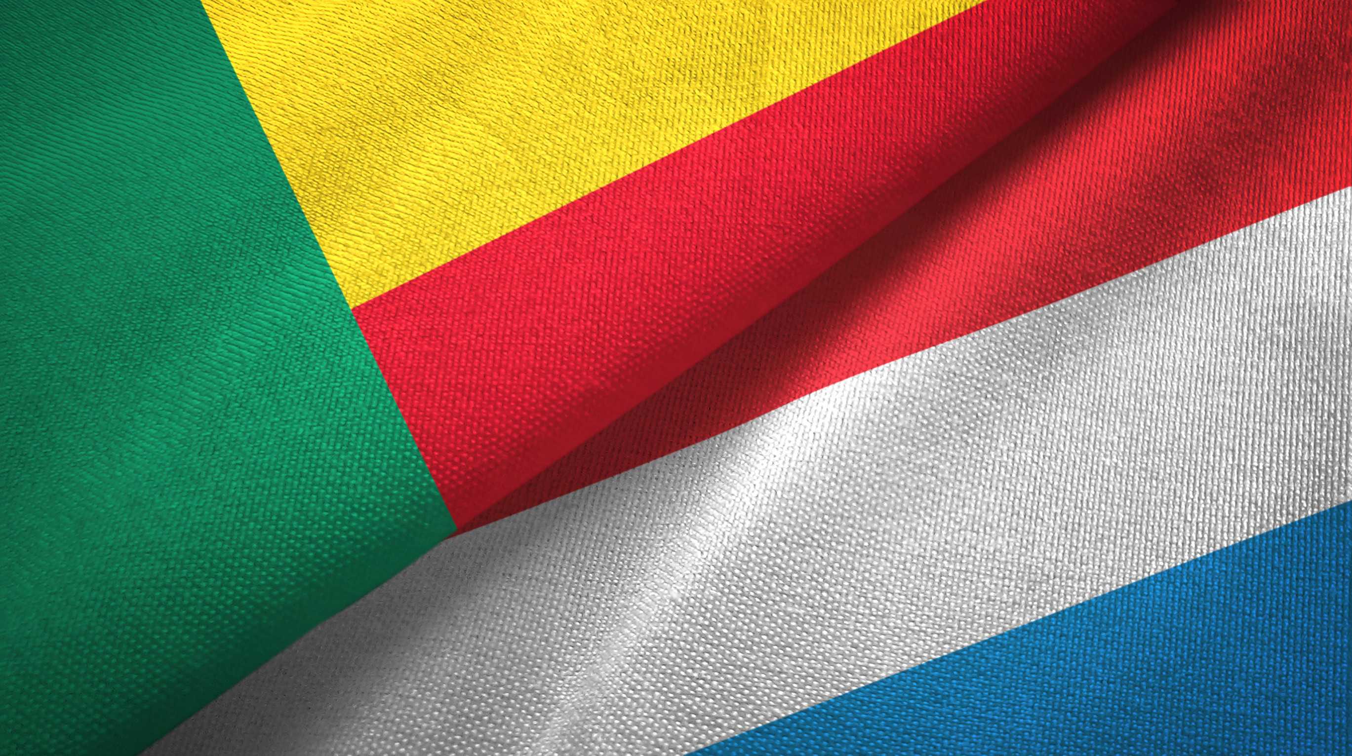 Benin And Luxembourg Flags Together
