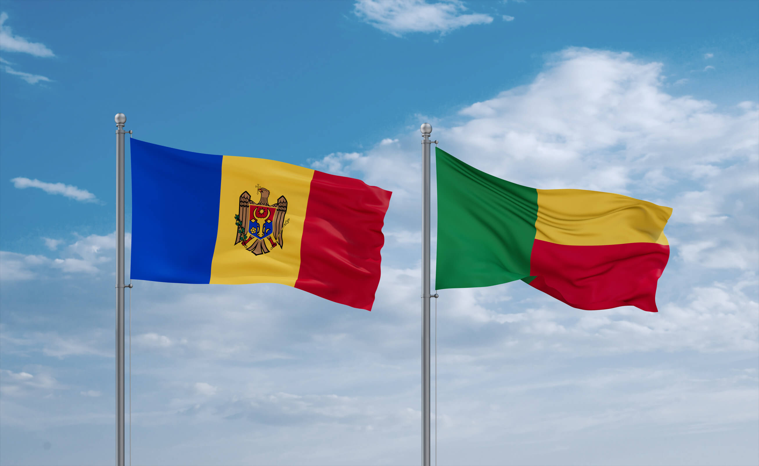 Benin and Moldova flags