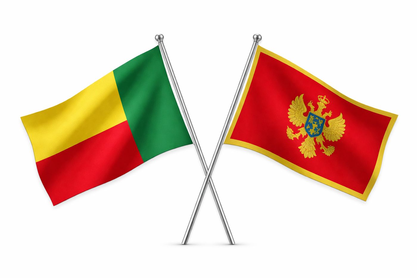 Benin And Montenegro Flags