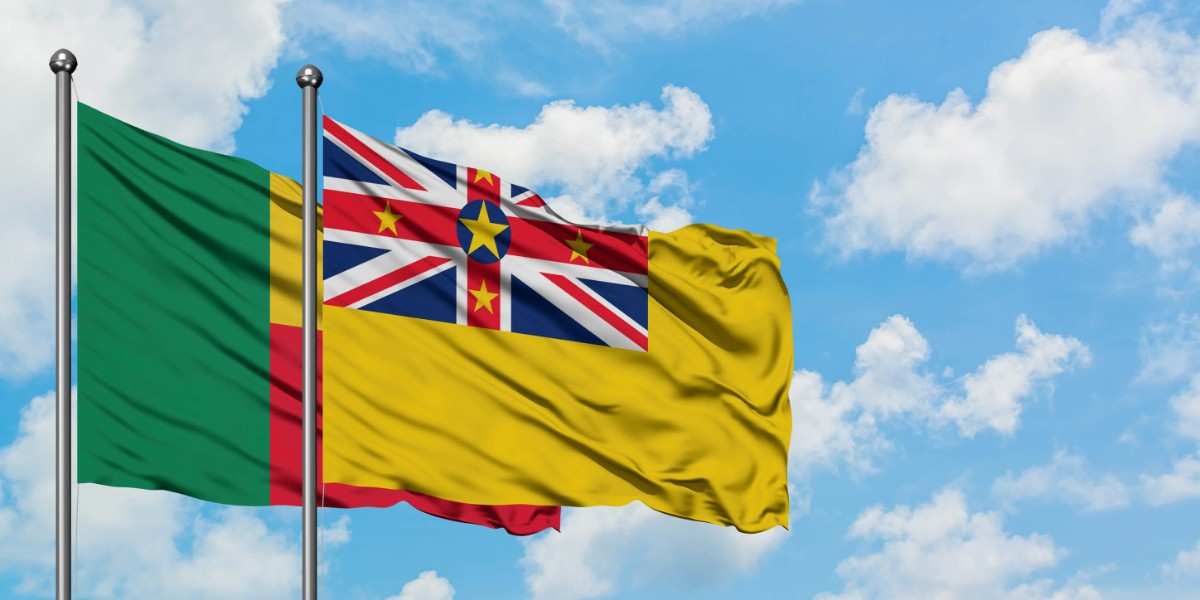 Benin And Niue Flag Waving
