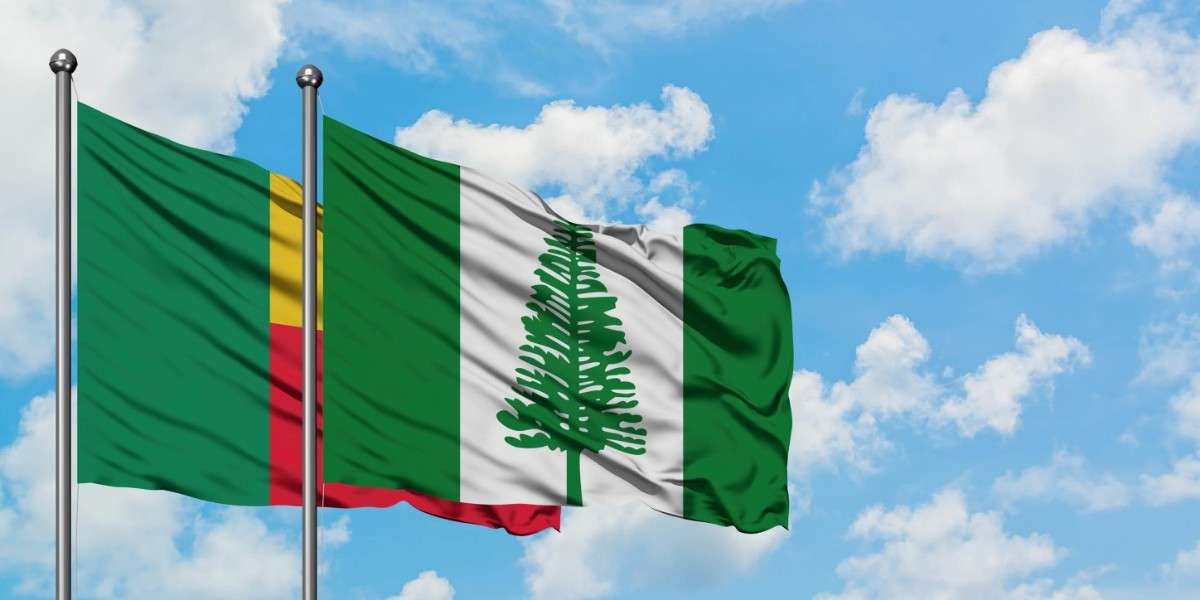 Benin And Norfolk Island Flag Waving