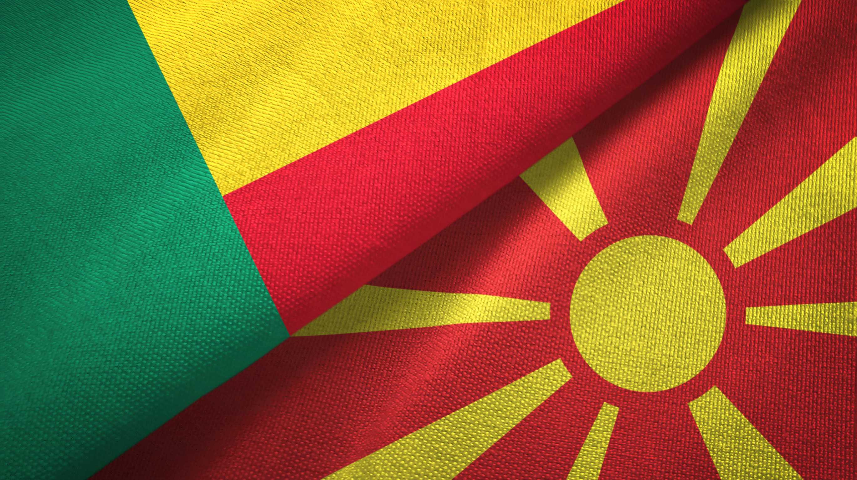 Benin And North Macedonia Flags Together