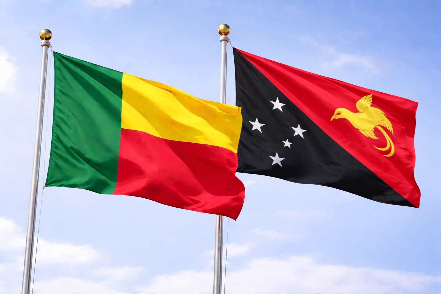 Benin And Papua New Guinea Flags