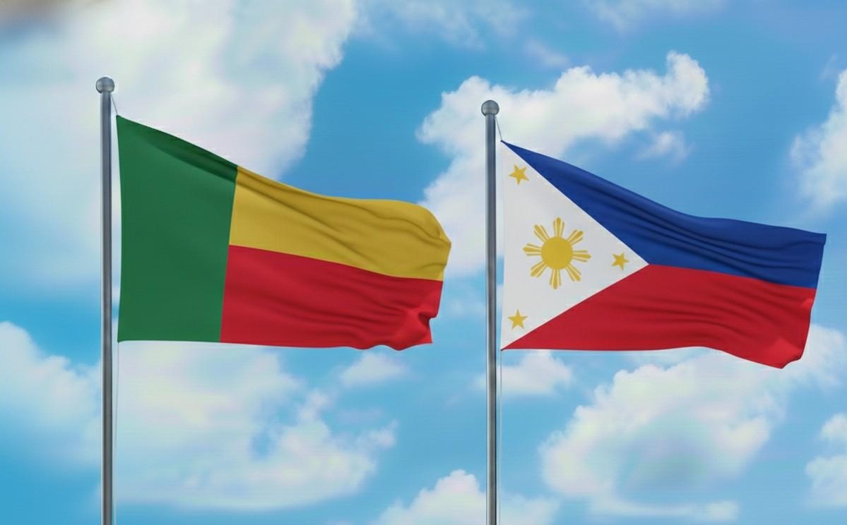 Benin And Philippines Flag Waving