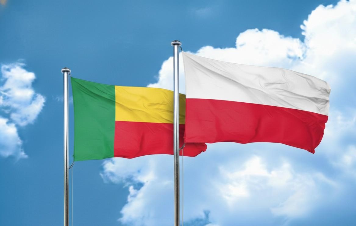 Benin And Poland Flag Waving