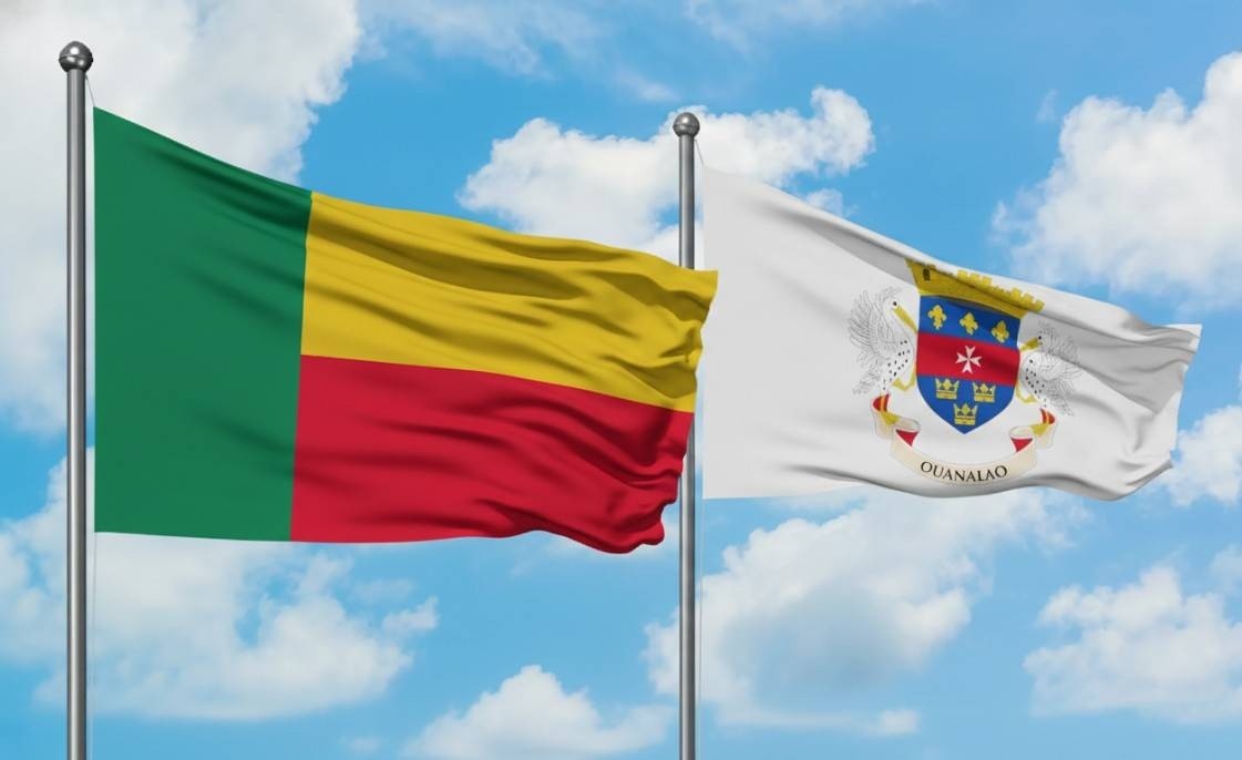 Benin And Saint Barthelemy Flag Waving