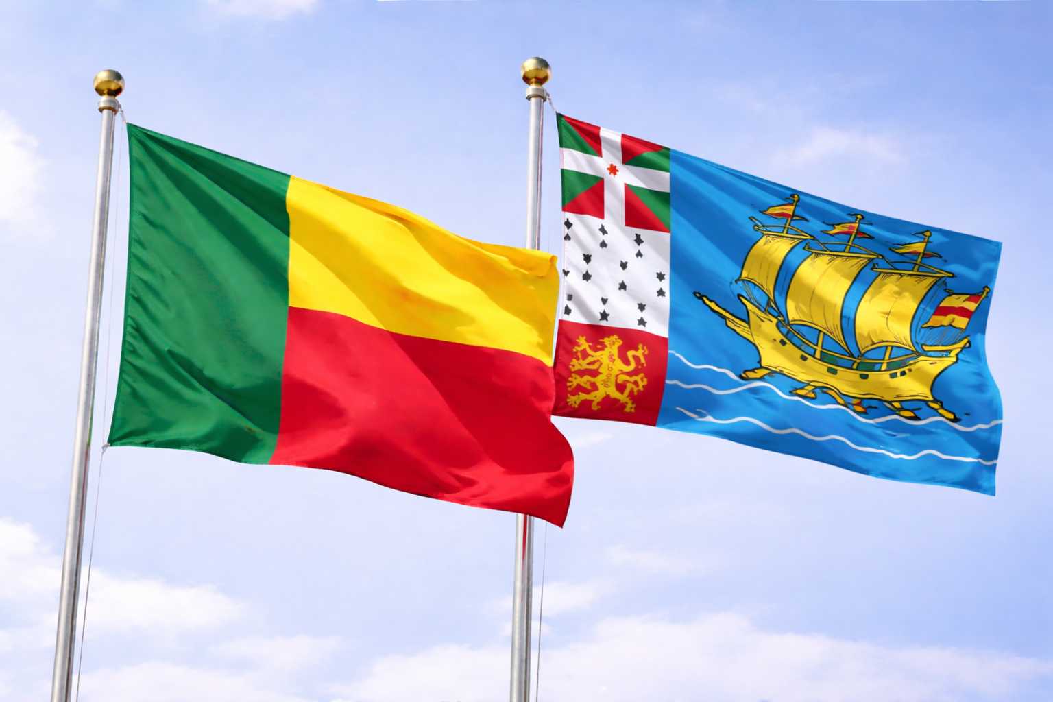 Benin And Saint Pierre Miquelon Flags