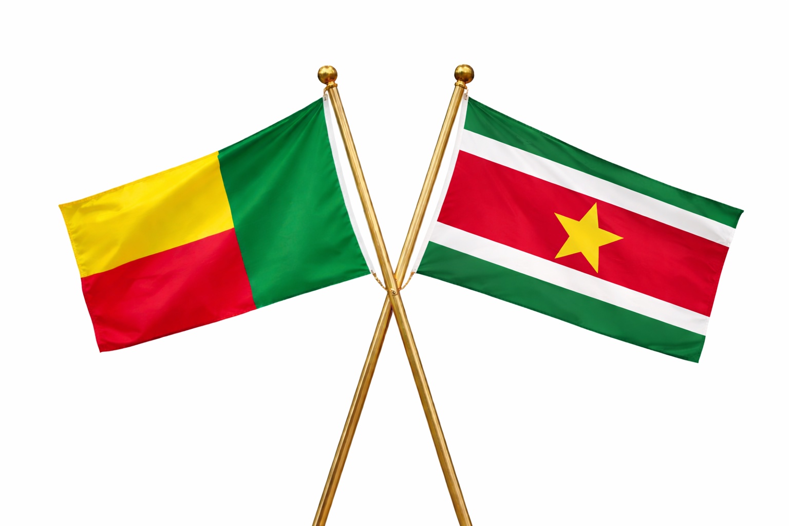 Benin And Suriname Flag Waving