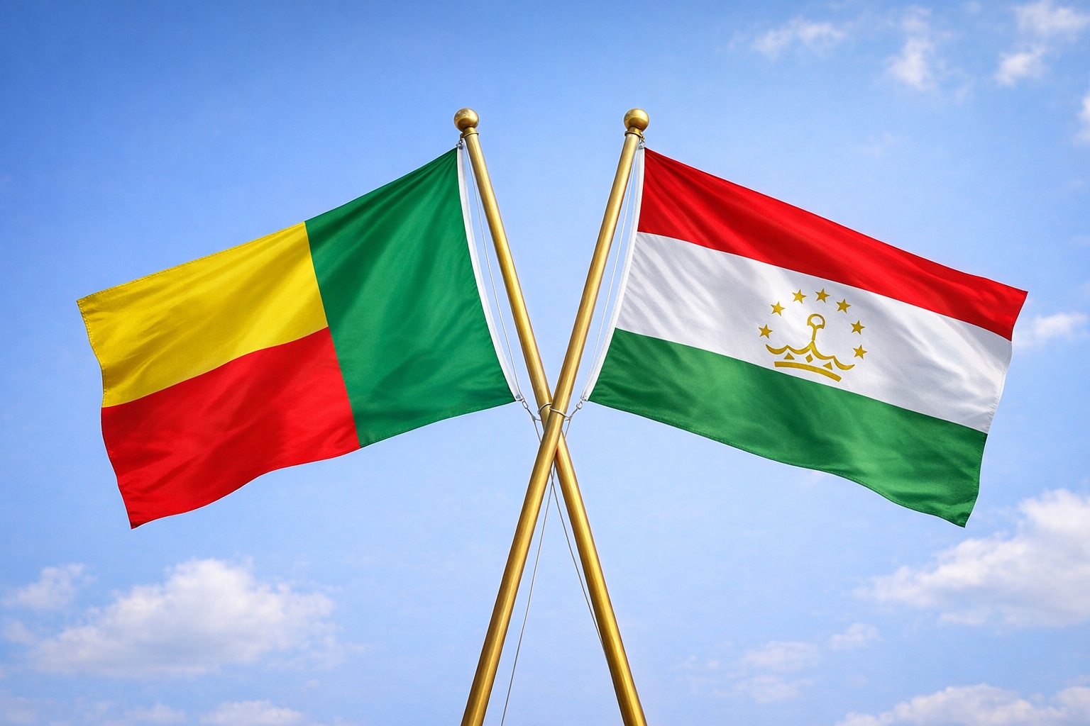 Benin And Tajikistan Flags