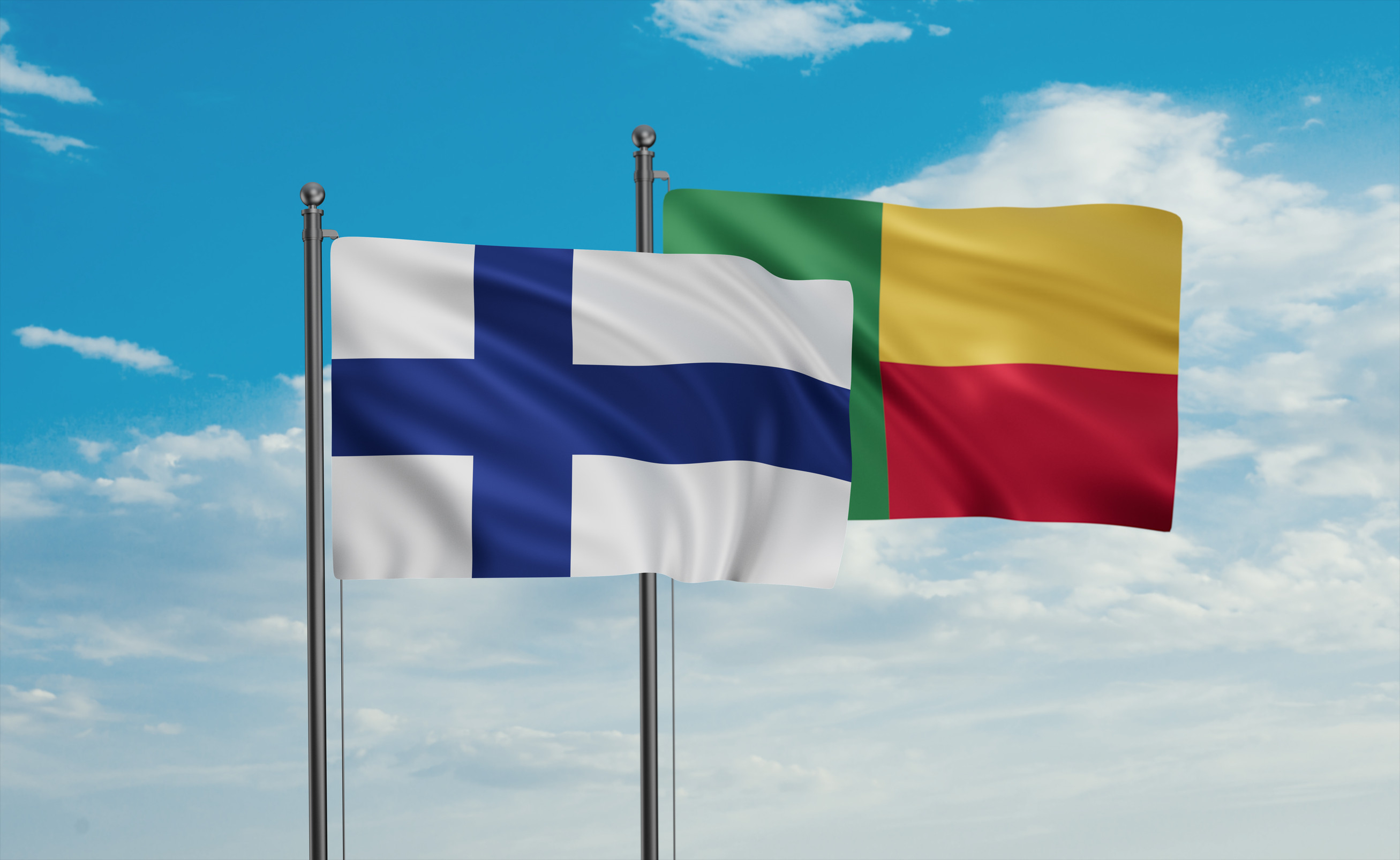 Benin Flag And Finland Flag