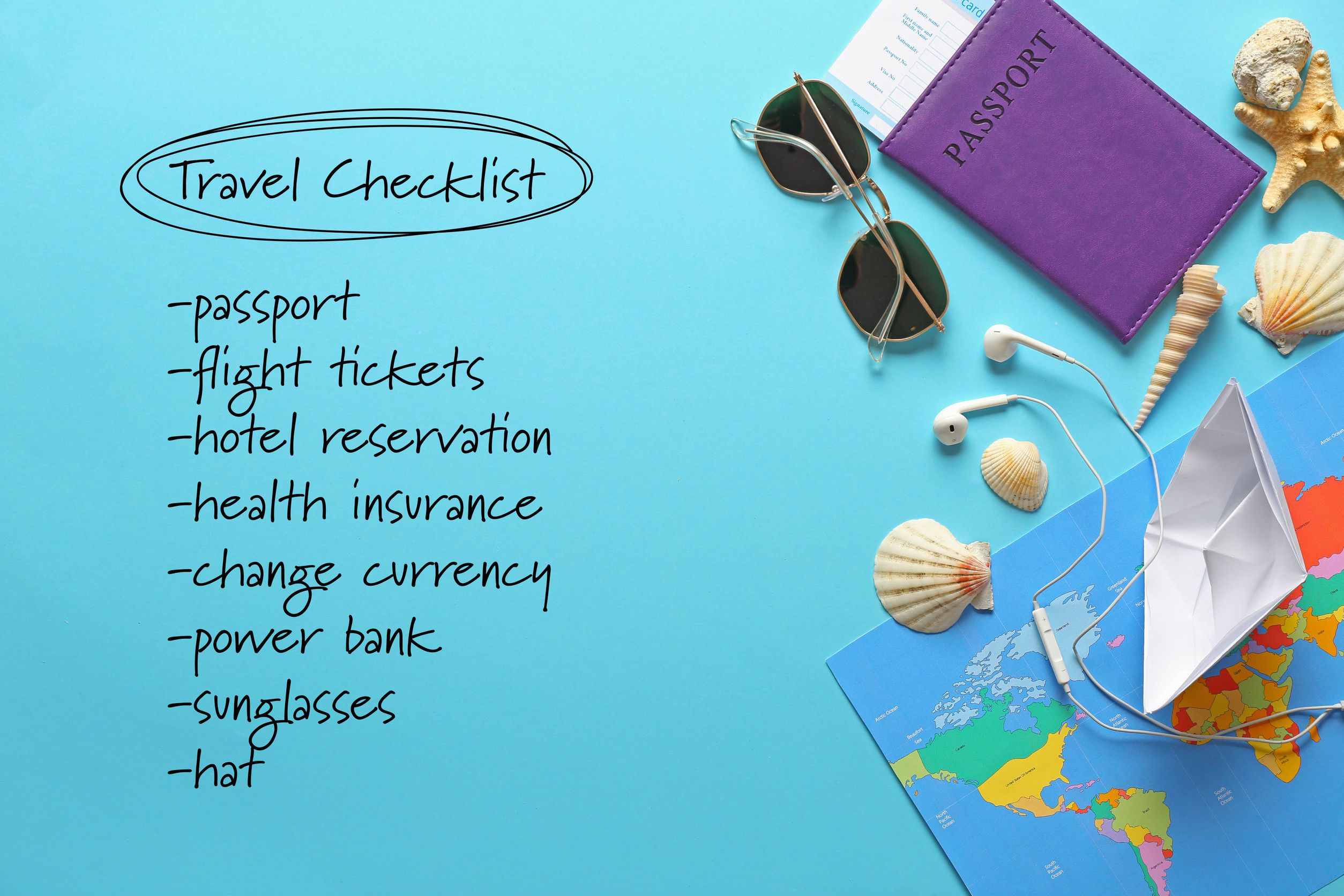 Checklist Of Things To Do Before Traveling On Color Background