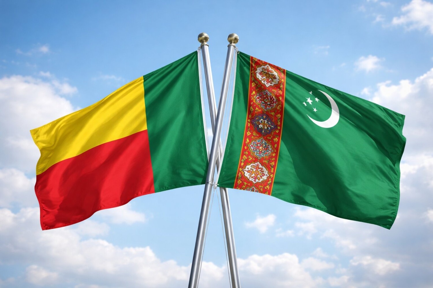 Flags Of Benin And Turkmenistan