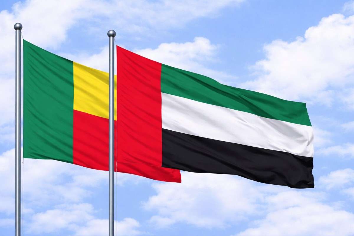 Flags Of Benin And Uae In Daylight
