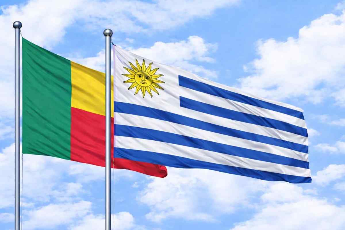 Benin And Uruguay Flag Waving