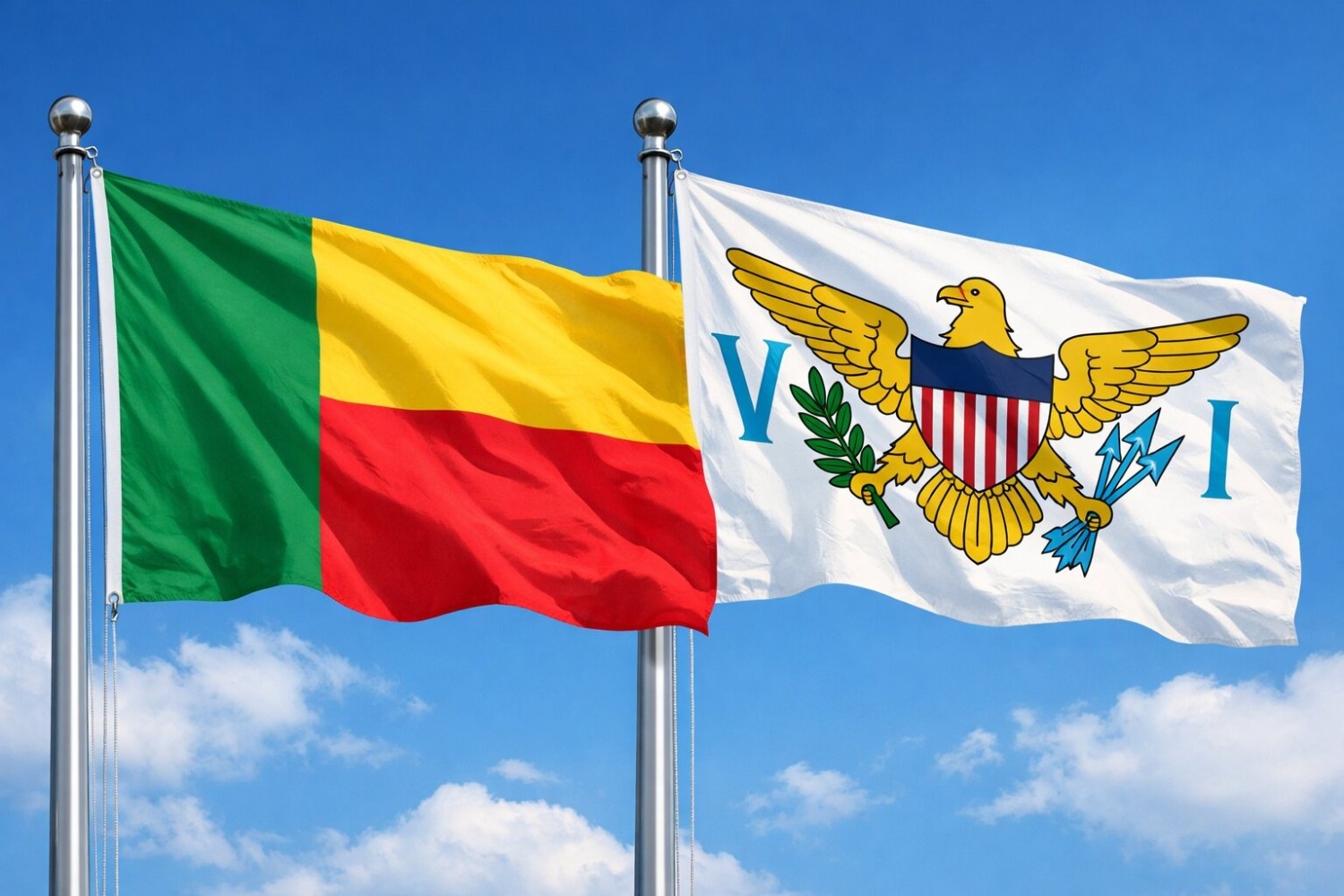 Flags Of Benin And Us Virgin Islands