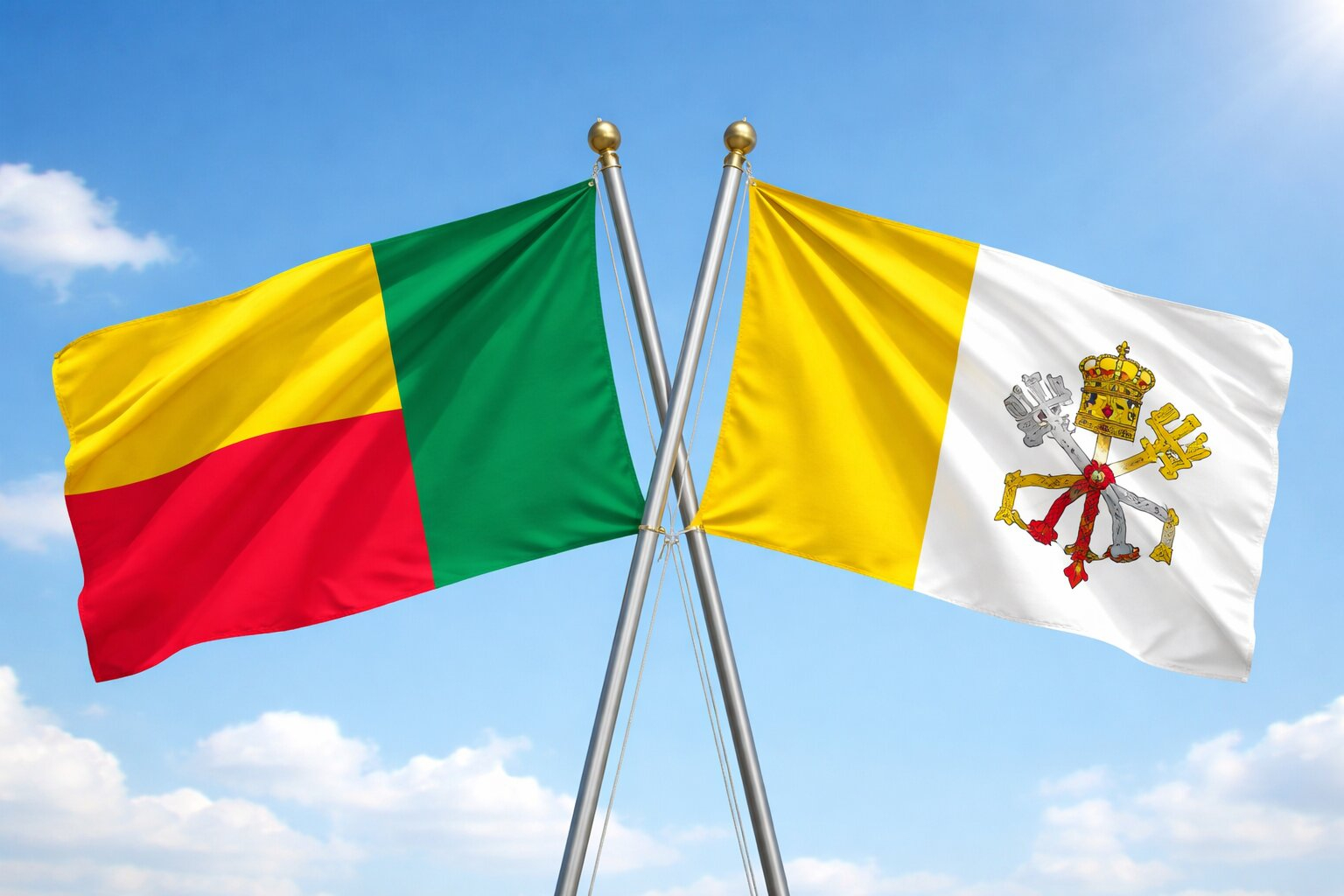Flags Of Benin And Vatican City