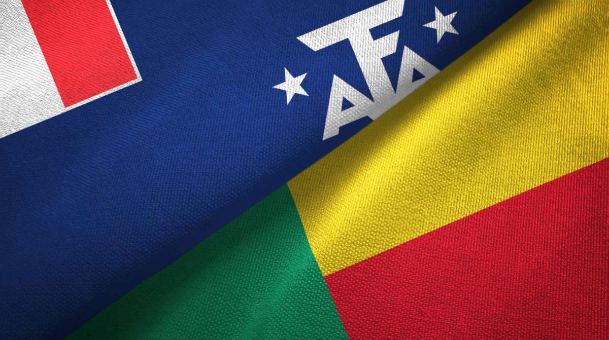 French Southern And Benin Two Folded Flags Together