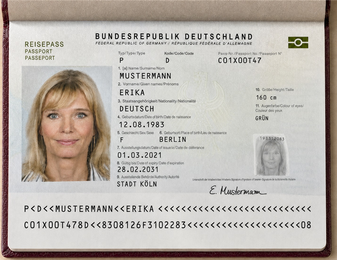 German Passport Bio Page 