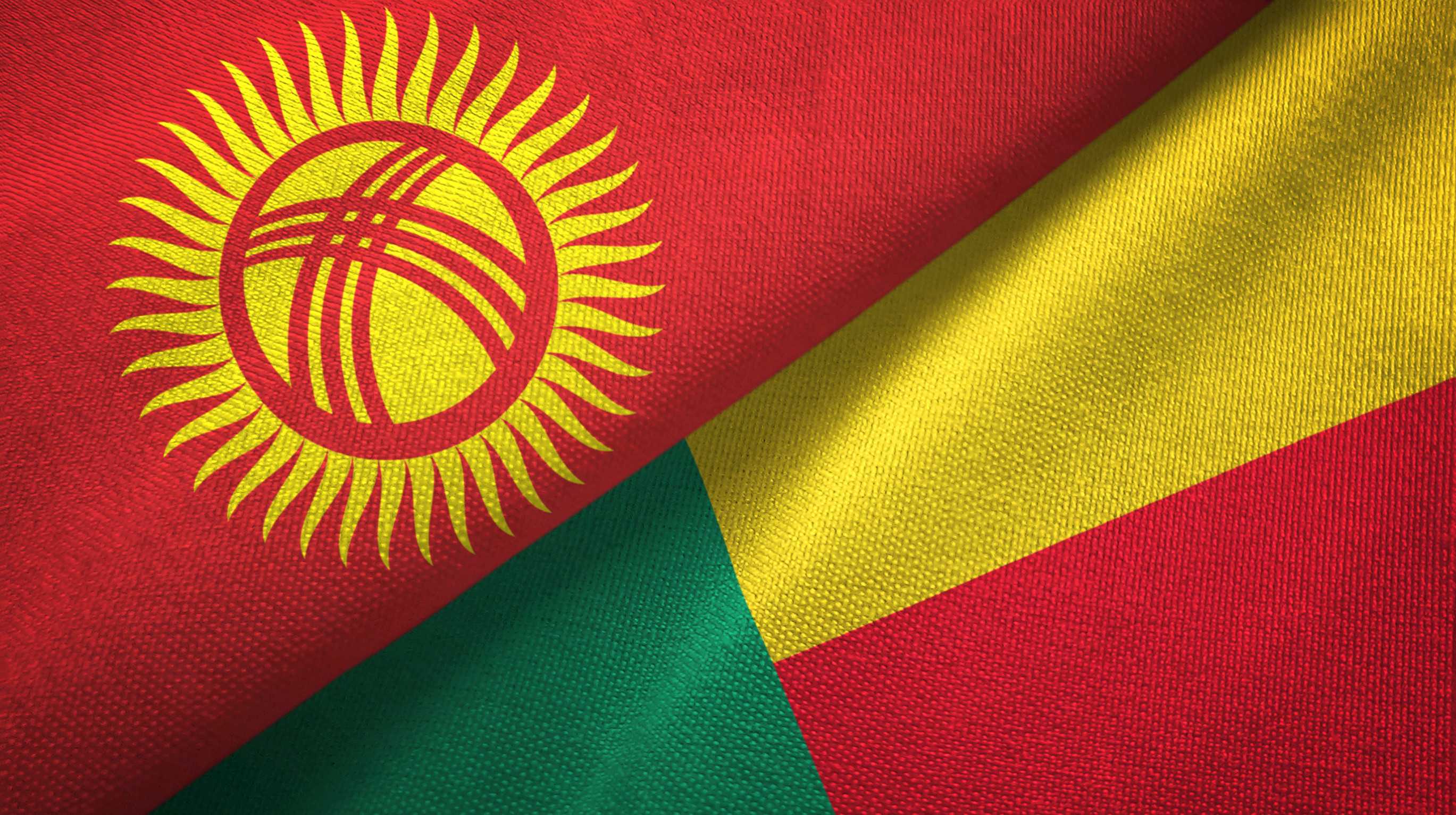 Kyrgyzstan And Benin Two Folded Flags Together