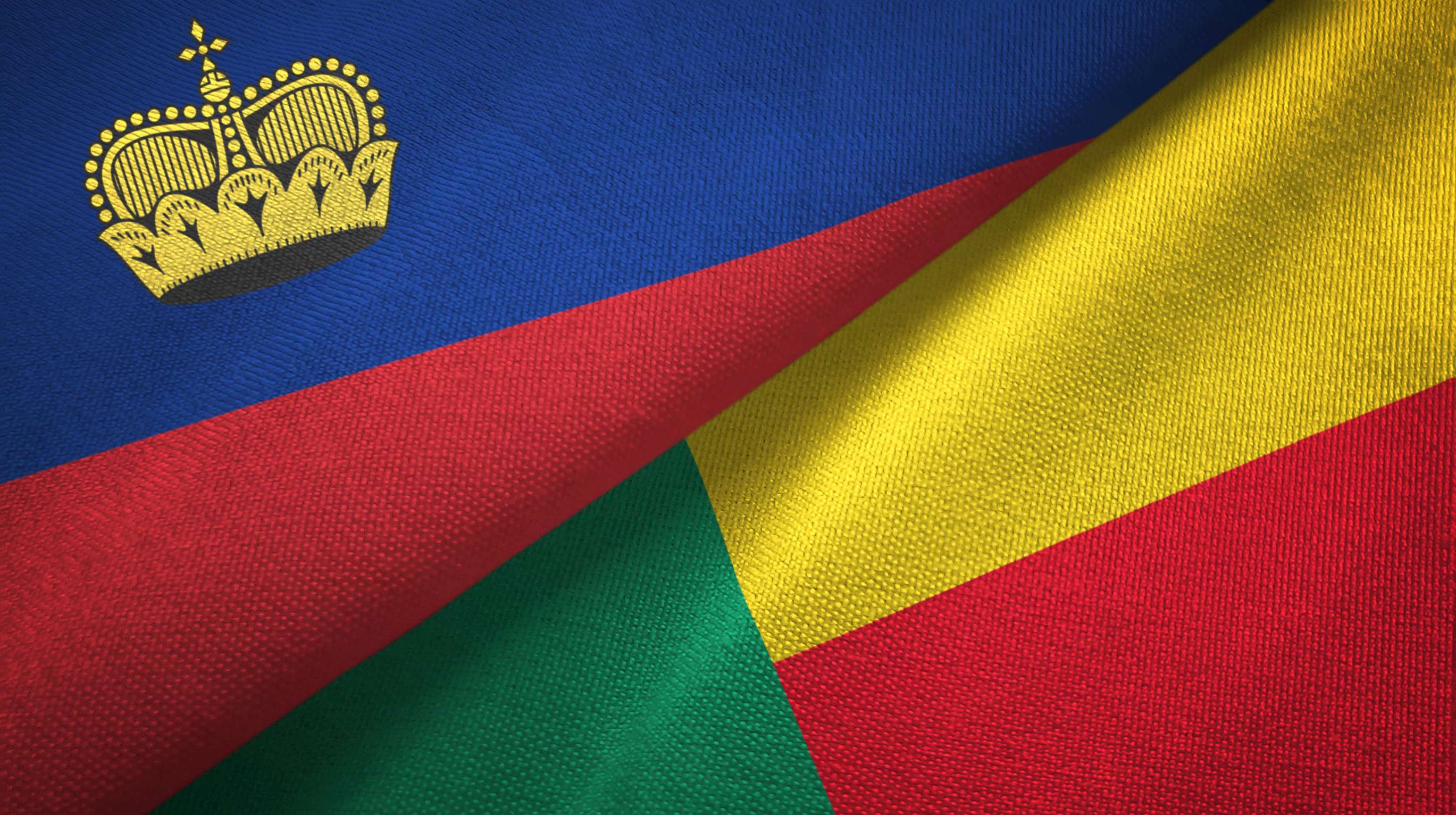 Liechtenstein And Benin Two Flags