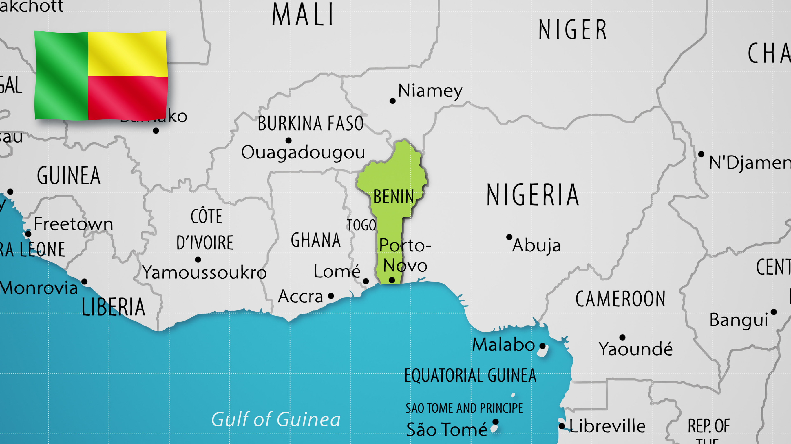 Map Of West Africa Highlighting Benin