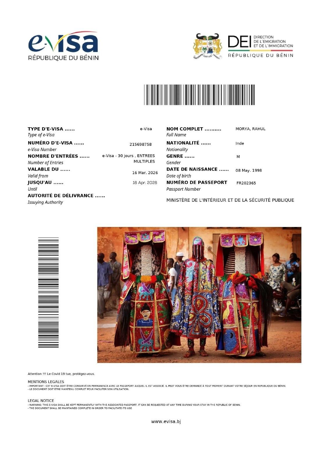 Benin Multiple Entry e-Visa