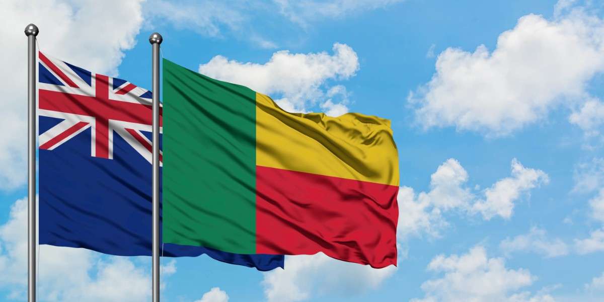 New Zealand And Benin Flag Waving