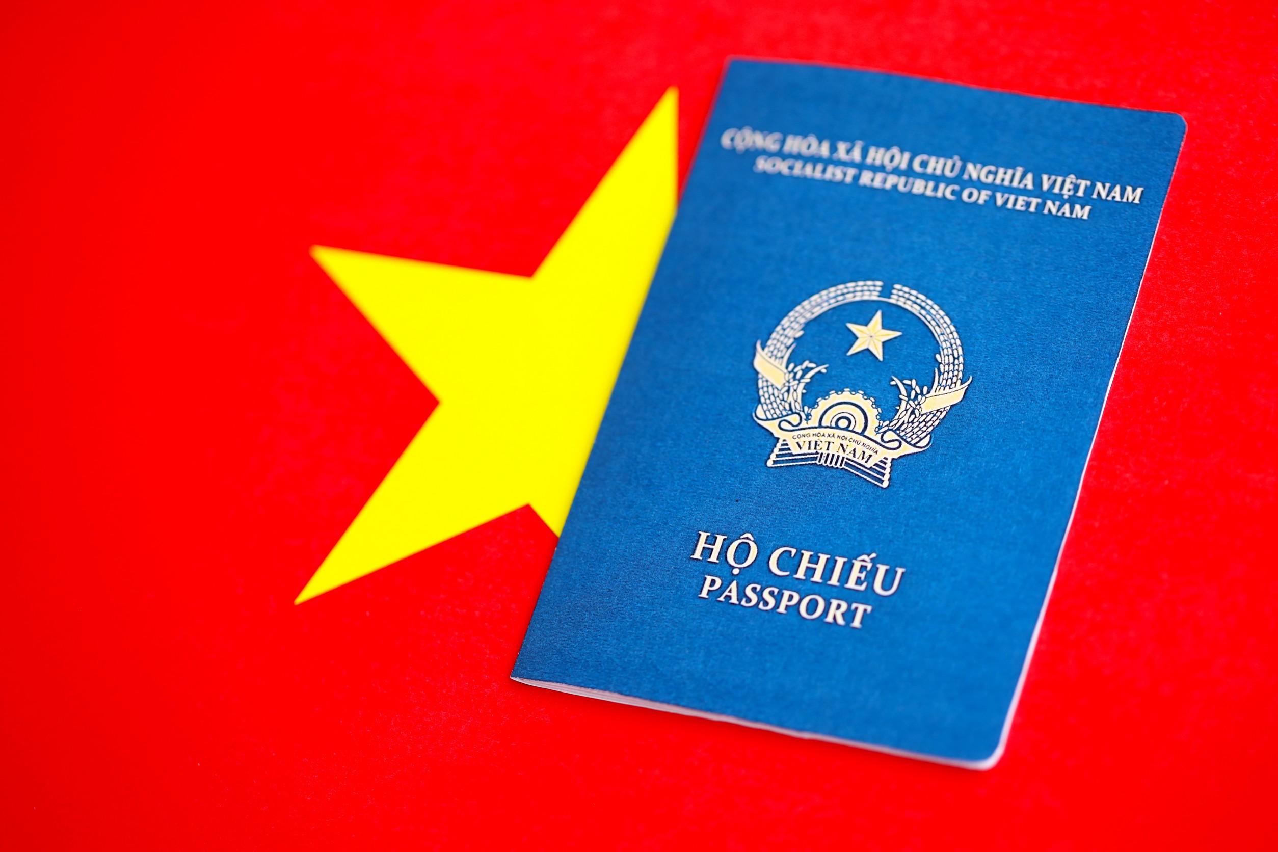 Vietnamese Passport On Flag